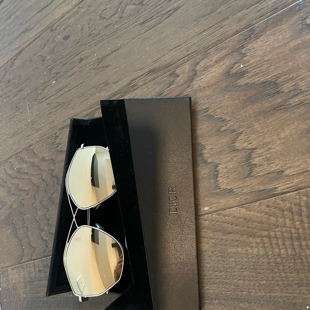 Dior Metallic Aviator Sunglasses with Black Case